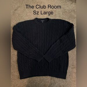 Men's Navy Cable Knit Crewneck Sweater by THE CLUB ROOM SZ L